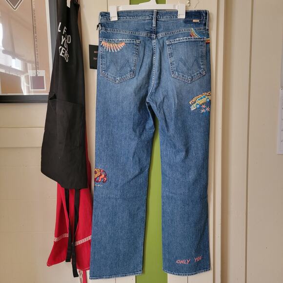 MOTHER The Rambler Sneak Embroidered Jeans 33" NWT - Picture 10 of 14